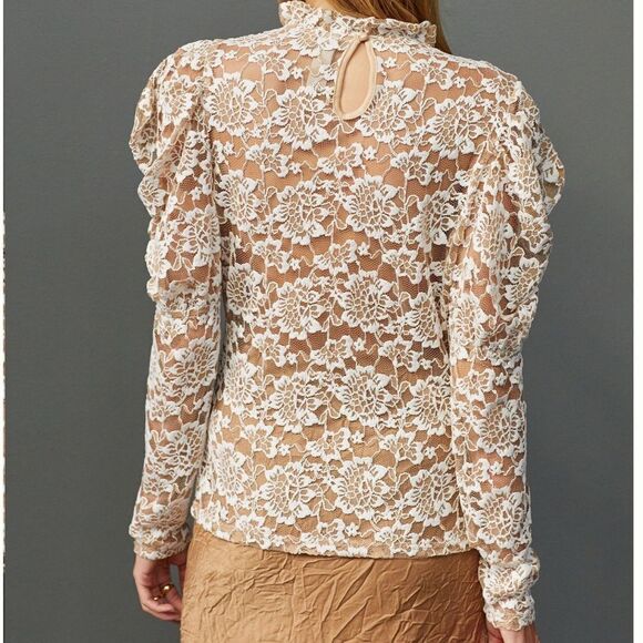 Dolan Sheer Lace Mock Neck Top - Picture 10 of 11